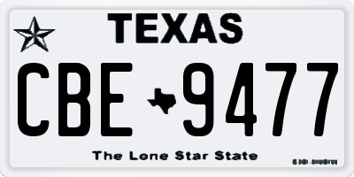 TX license plate CBE9477