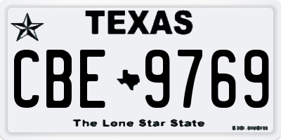 TX license plate CBE9769