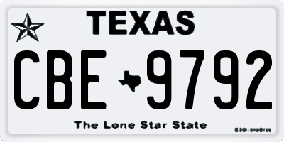 TX license plate CBE9792