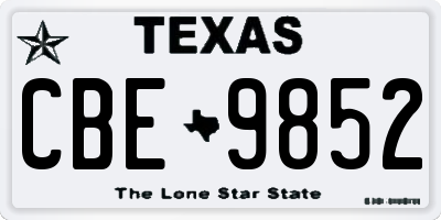 TX license plate CBE9852
