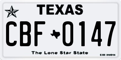 TX license plate CBF0147