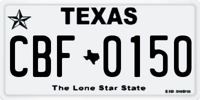 TX license plate CBF0150