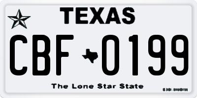 TX license plate CBF0199