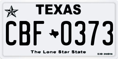TX license plate CBF0373