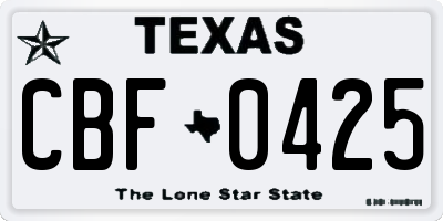 TX license plate CBF0425