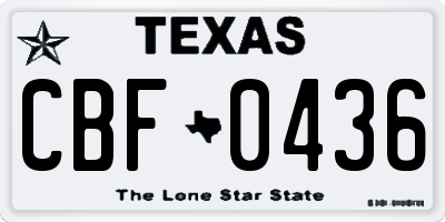 TX license plate CBF0436