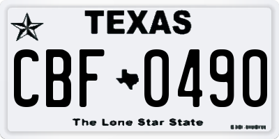 TX license plate CBF0490