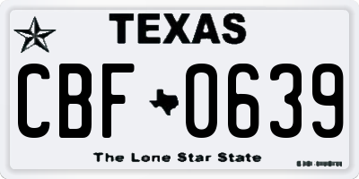 TX license plate CBF0639