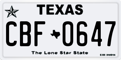 TX license plate CBF0647