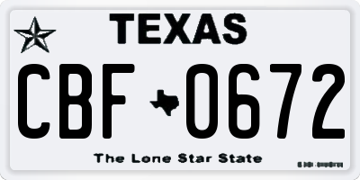 TX license plate CBF0672