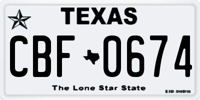 TX license plate CBF0674