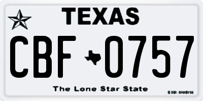TX license plate CBF0757