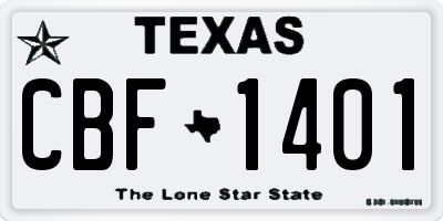 TX license plate CBF1401