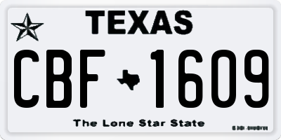 TX license plate CBF1609