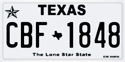 TX license plate CBF1848