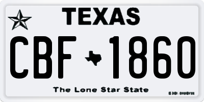 TX license plate CBF1860