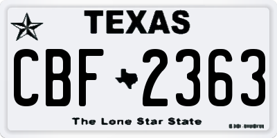 TX license plate CBF2363