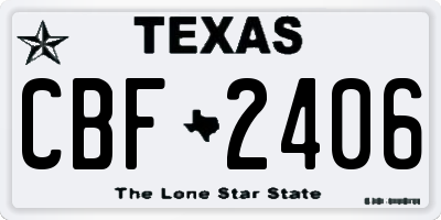 TX license plate CBF2406