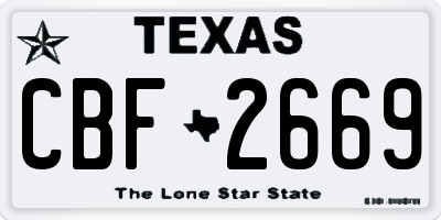 TX license plate CBF2669