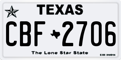 TX license plate CBF2706
