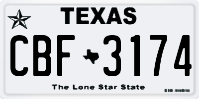 TX license plate CBF3174