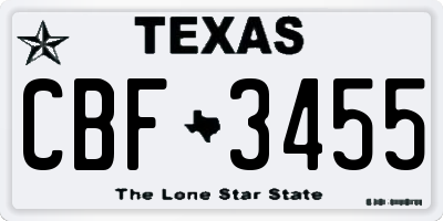 TX license plate CBF3455