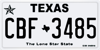 TX license plate CBF3485