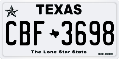 TX license plate CBF3698