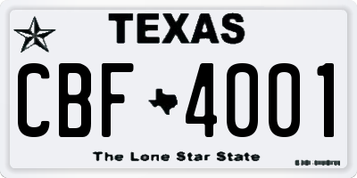 TX license plate CBF4001
