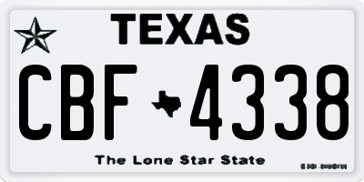 TX license plate CBF4338