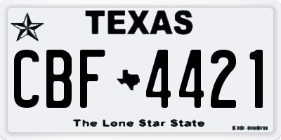 TX license plate CBF4421