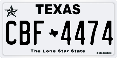 TX license plate CBF4474
