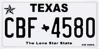 TX license plate CBF4580