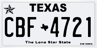 TX license plate CBF4721