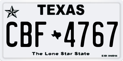 TX license plate CBF4767