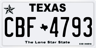 TX license plate CBF4793