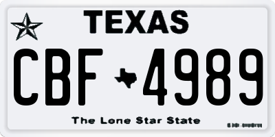 TX license plate CBF4989