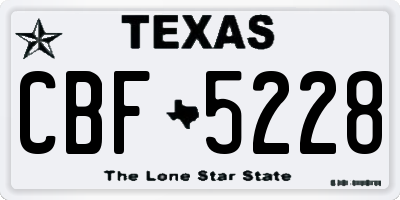 TX license plate CBF5228