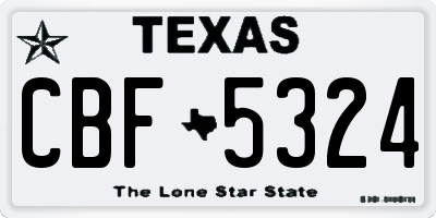 TX license plate CBF5324