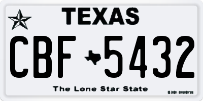 TX license plate CBF5432