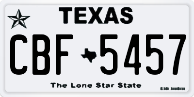 TX license plate CBF5457
