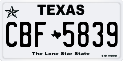 TX license plate CBF5839