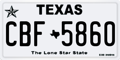 TX license plate CBF5860