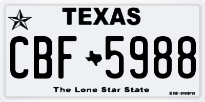 TX license plate CBF5988