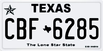 TX license plate CBF6285