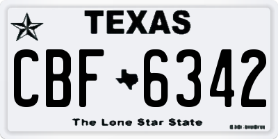 TX license plate CBF6342