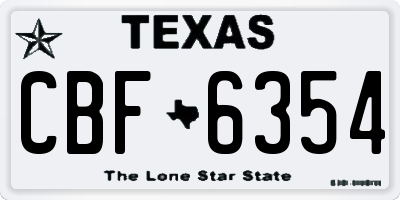 TX license plate CBF6354
