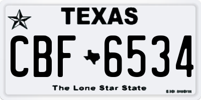 TX license plate CBF6534