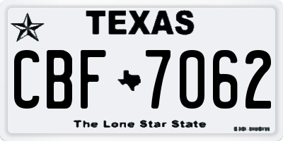 TX license plate CBF7062