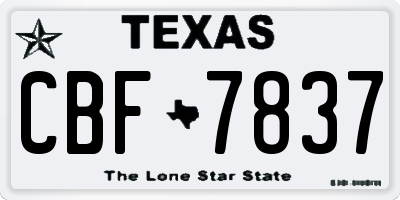 TX license plate CBF7837